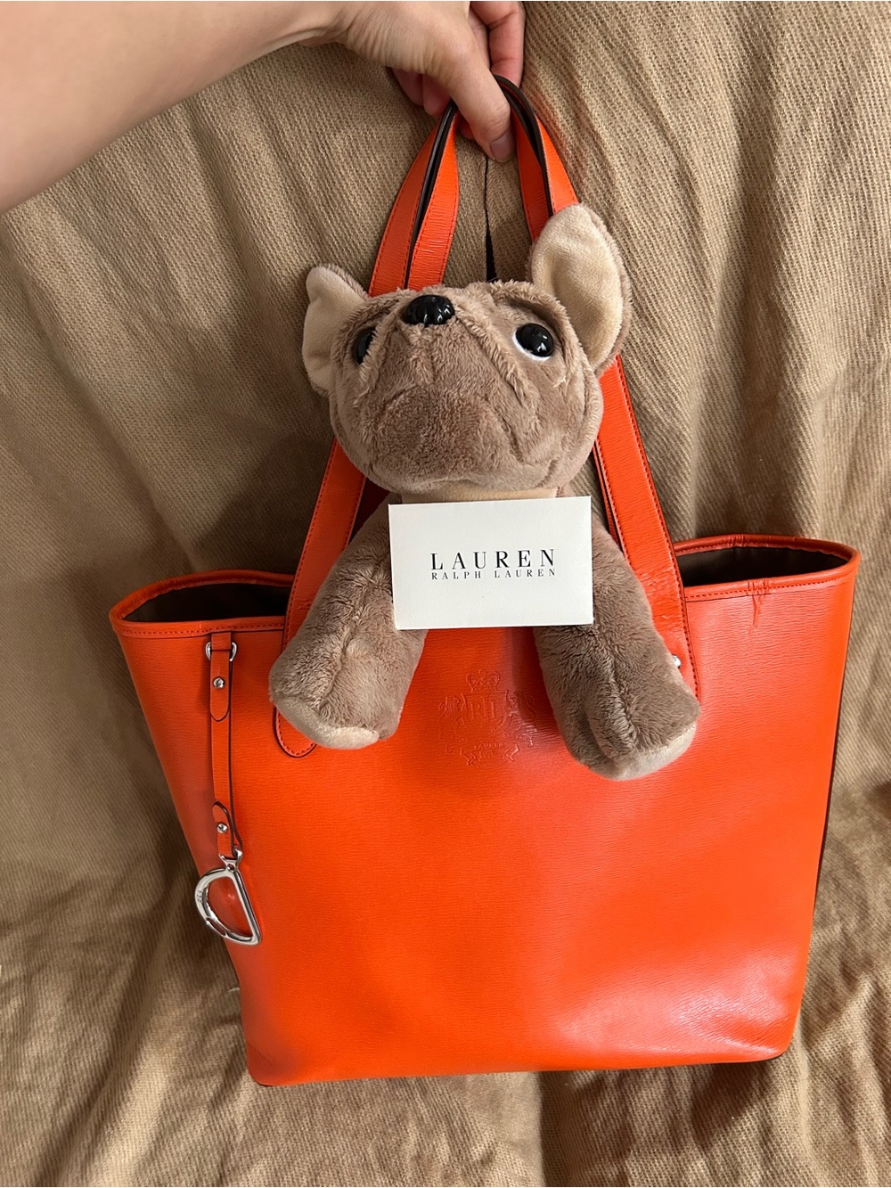 Lauren Ralph Lauren Vibrant Orange Leather Summer Tote (EUC)